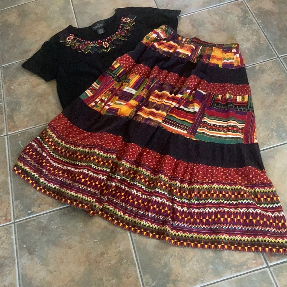Carole Little Vintage Petite Skirt and Beaded Top